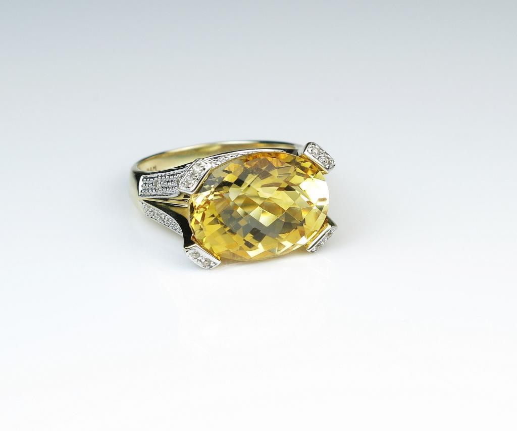 Designer Inspired Citrine & Diamond Ring