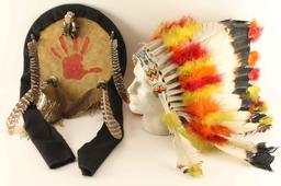 Native American Headdress & Shield