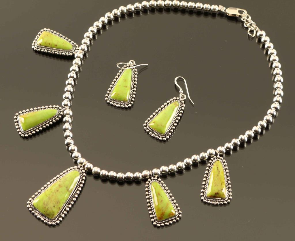 Navajo Sterling Silver & Gaspeite Set