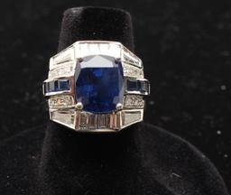 Ceylon Sapphire approx. 6.71 carats and Diamond Ring set in