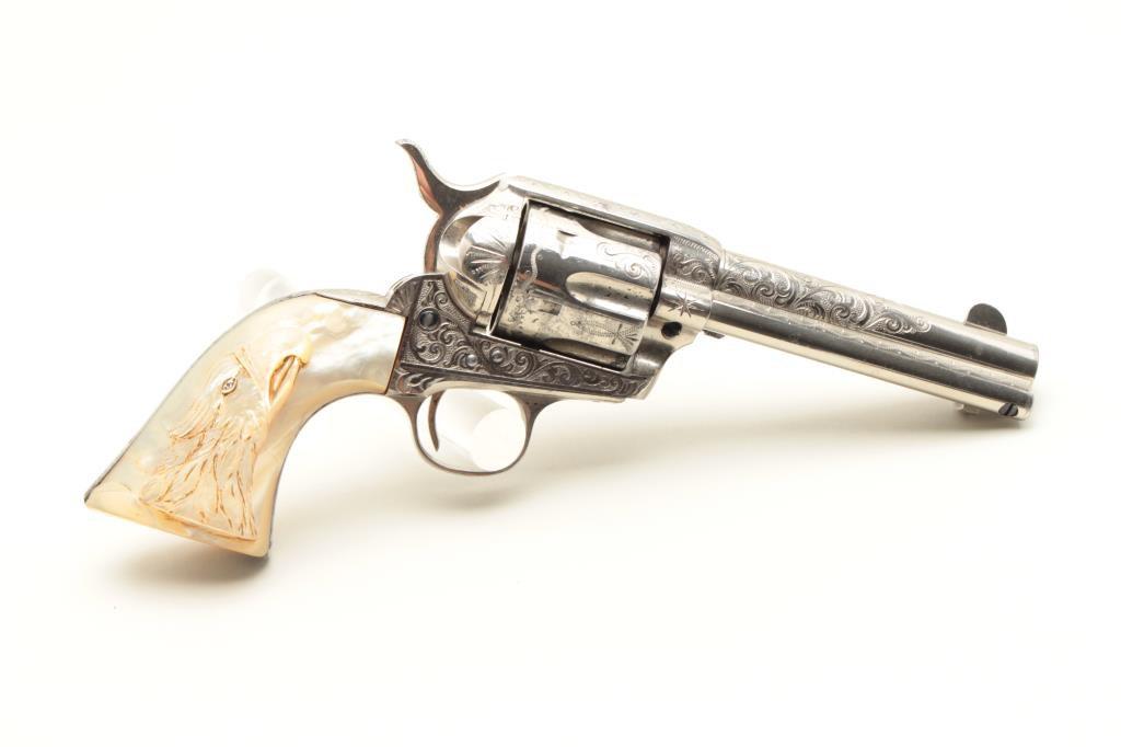 Colt SAA factory engraved with carved eagle grips set with