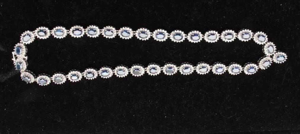 High quality sapphire and diamond necklace in 14 k white