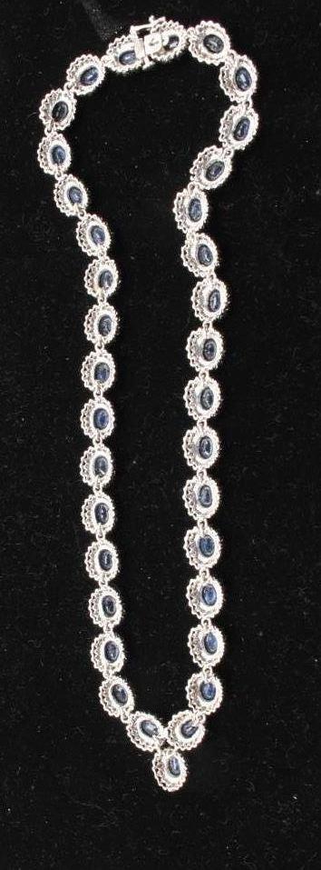 High quality sapphire and diamond necklace in 14 k white