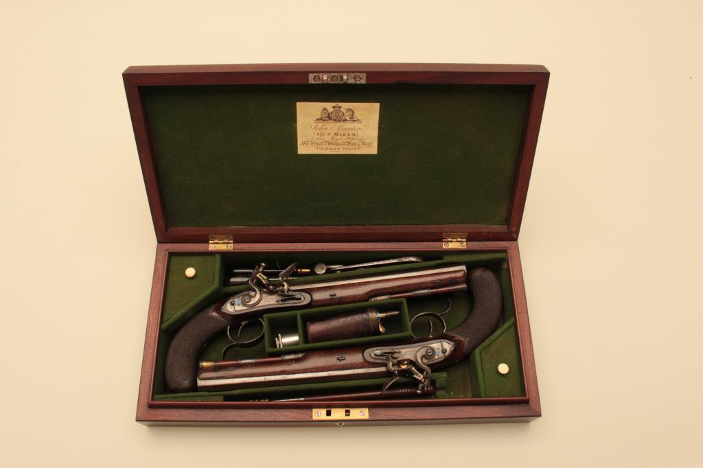 18GV-2 PAIR OF JOHN MANTON FLINTLOCK DUELERS