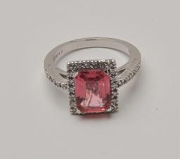 18RPS-30 PINK TOURMALINE & DIAMOND RING