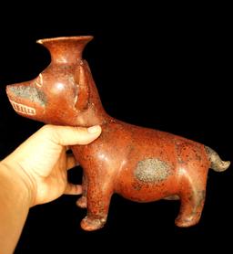 9 1/4" x 5 1/2" Classic Style Colima Dog with black paint, head aperture and teeth.