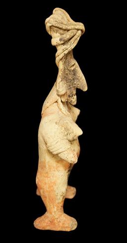 11" x 5 1/2" West Mexico Jalisco Female Figure with ornate head dress.