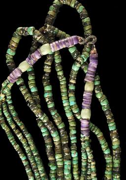 Beautiful Drilled Stone Bead PreColumbian Necklace made from a large 96" strand of beads.