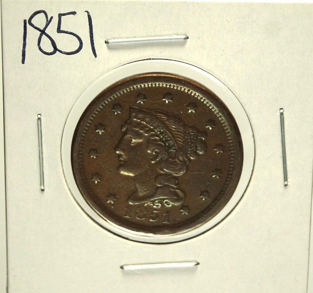 Nice 1851 US Large Cent VF