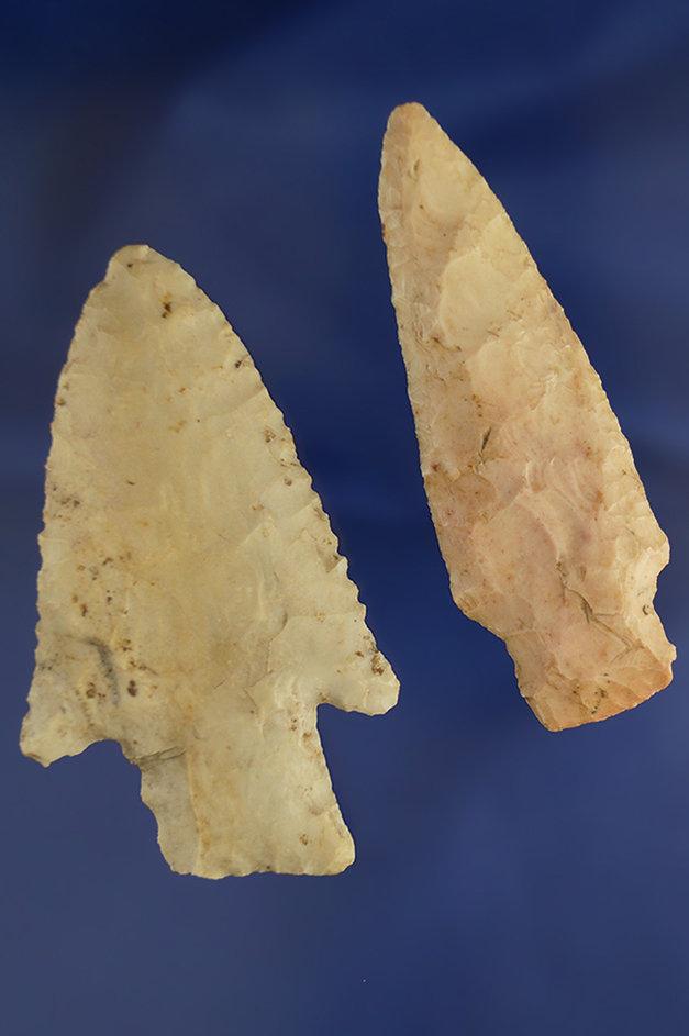 Pair of Flint Knives found in St. Louis Co., Missouri, largest is 3".