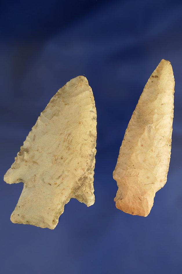 Pair of Flint Knives found in St. Louis Co., Missouri, largest is 3".