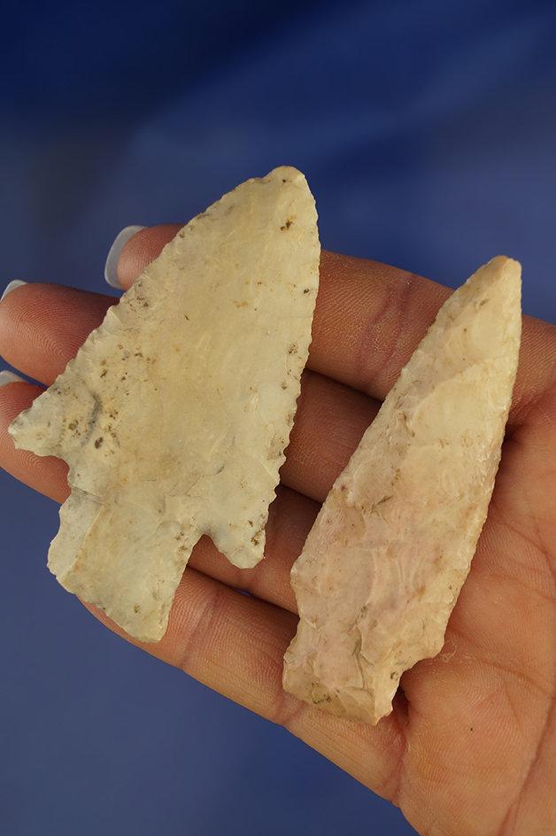 Pair of Flint Knives found in St. Louis Co., Missouri, largest is 3".