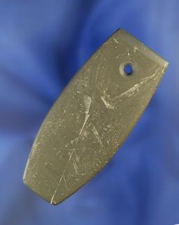 Anciently salvaged 3" Drilled Slate Pendant found in Trigg Co., Kentucky.