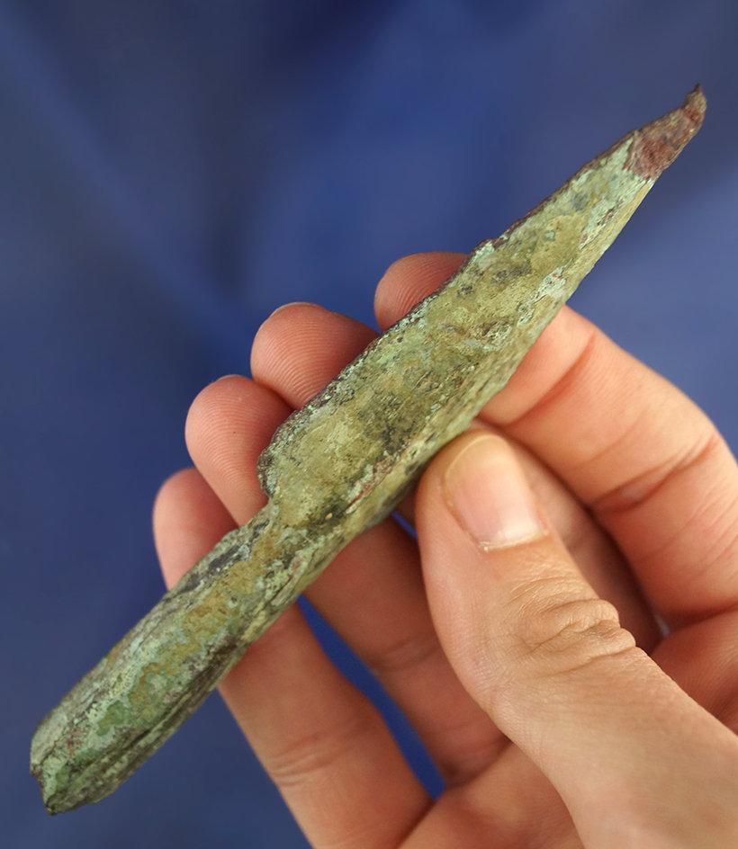 4 1/2" Old Copper Culture Socketed Spear found in Jasper Co., Indiana.