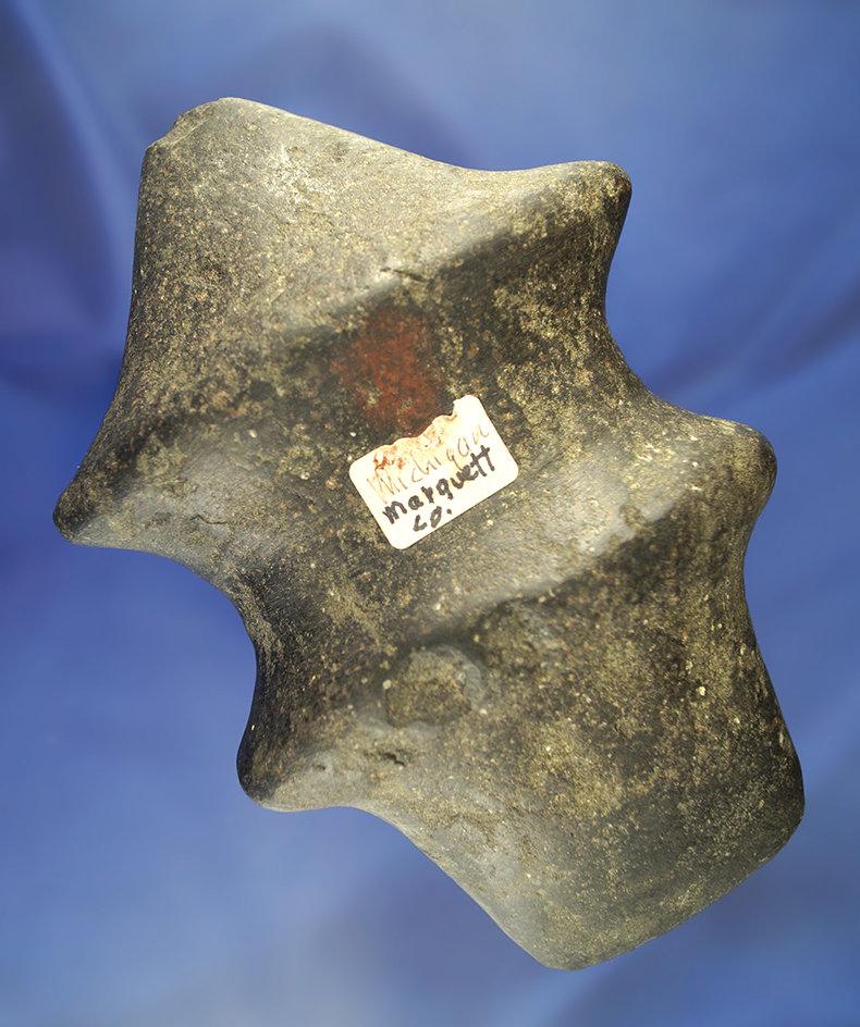 Rare! 5 5/16" Hardstone Trophy Axe found in Marquette Co., Michigan that is well patinated.