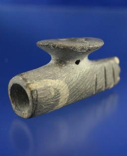 Nicely styled 2 1/2" Long Stone Platform Pipe found in Ohio. Bowl has been tightly reattached.