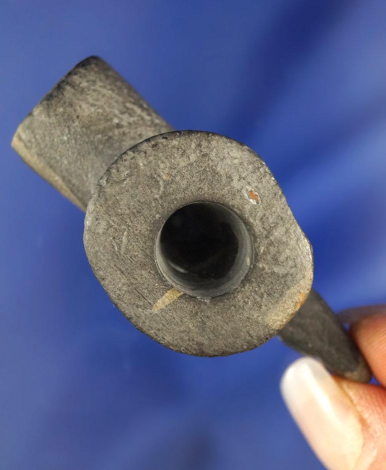 Nicely styled 2 1/2" Long Stone Platform Pipe found in Ohio. Bowl has been tightly reattached.