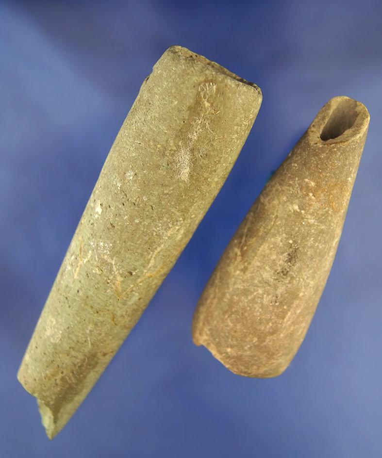 Pair of Ancient Stone Tube Pipes found near the Columbia River Pipes -  3 1/8" L & 5" L.