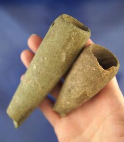 Pair of Ancient Stone Tube Pipes found near the Columbia River Pipes -  3 1/8" L & 5" L.