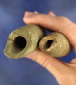 Pair of Ancient Stone Tube Pipes found near the Columbia River Pipes -  3 1/8" L & 5" L.