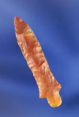 1 1/4" Klickitat Dagger made from Carnelian Agate. Found near Five Mile Locks. Ex. Elmer Buehler.