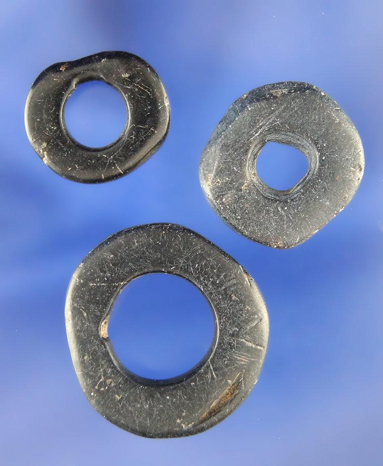 Set of 3 nicely polished Stone Rings - largest is 1". Found near the Columbia River. Ex. Bill Peters
