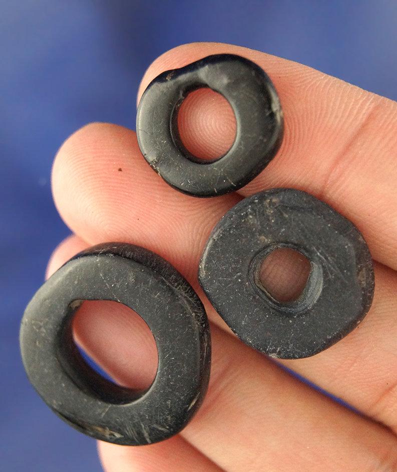 Set of 3 nicely polished Stone Rings - largest is 1". Found near the Columbia River. Ex. Bill Peters