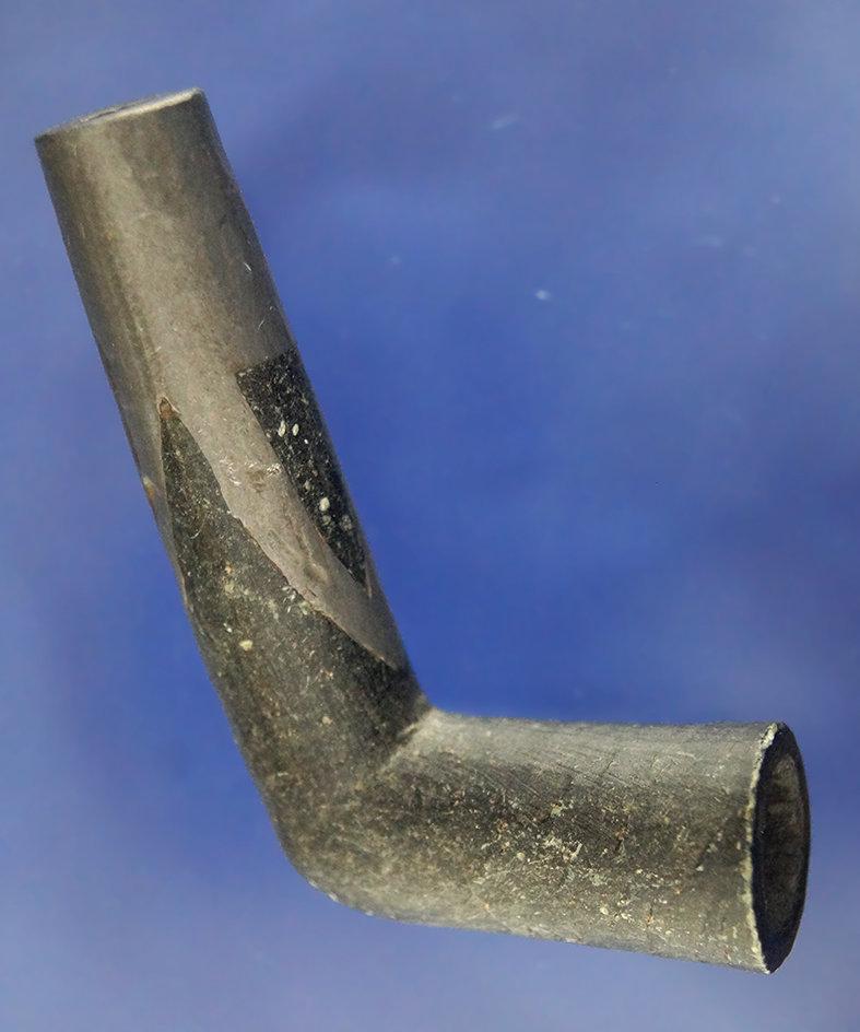 2 3/4" Black Stone Elbow Pipe with lead inlay. Ex. B. Peterson Collection.