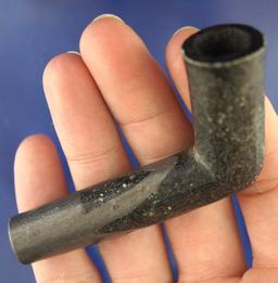 2 3/4" Black Stone Elbow Pipe with lead inlay. Ex. B. Peterson Collection.