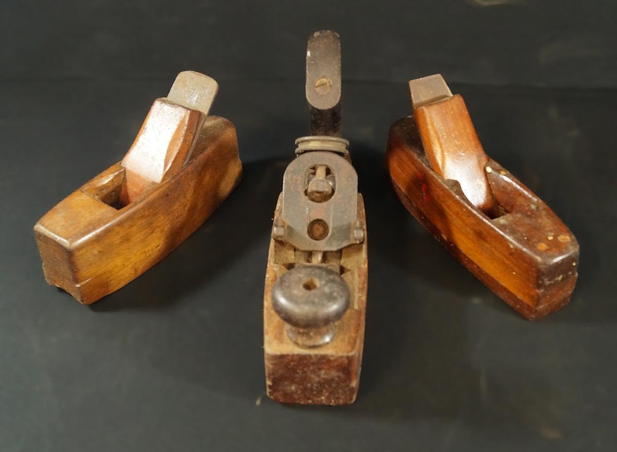 Set of 3 Very old Vintage Wood Planes, used at the Gossport Ship Yard in Virginia.