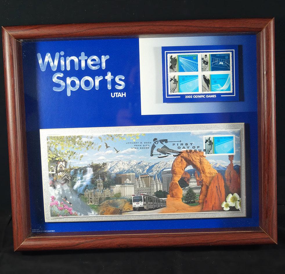 Framed First Day of Issue, Utah January 8, 2002 Winter Olympic Games.