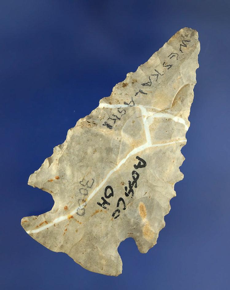 2 5/8" serrated Notched-Base Dovetail made from Coshocton Flint found in Ross Co.,  Ohio.