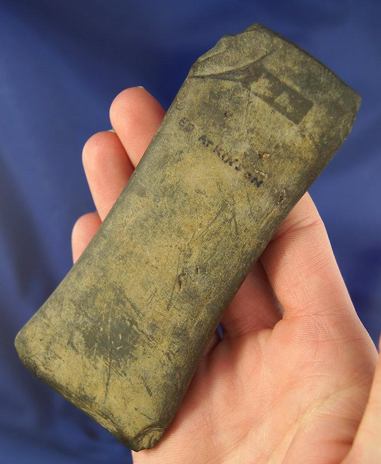 4 3/8" Bi-Concave Undrilled Gorget found on the Overholt Farm in Fostoria, Ohio in 1891.