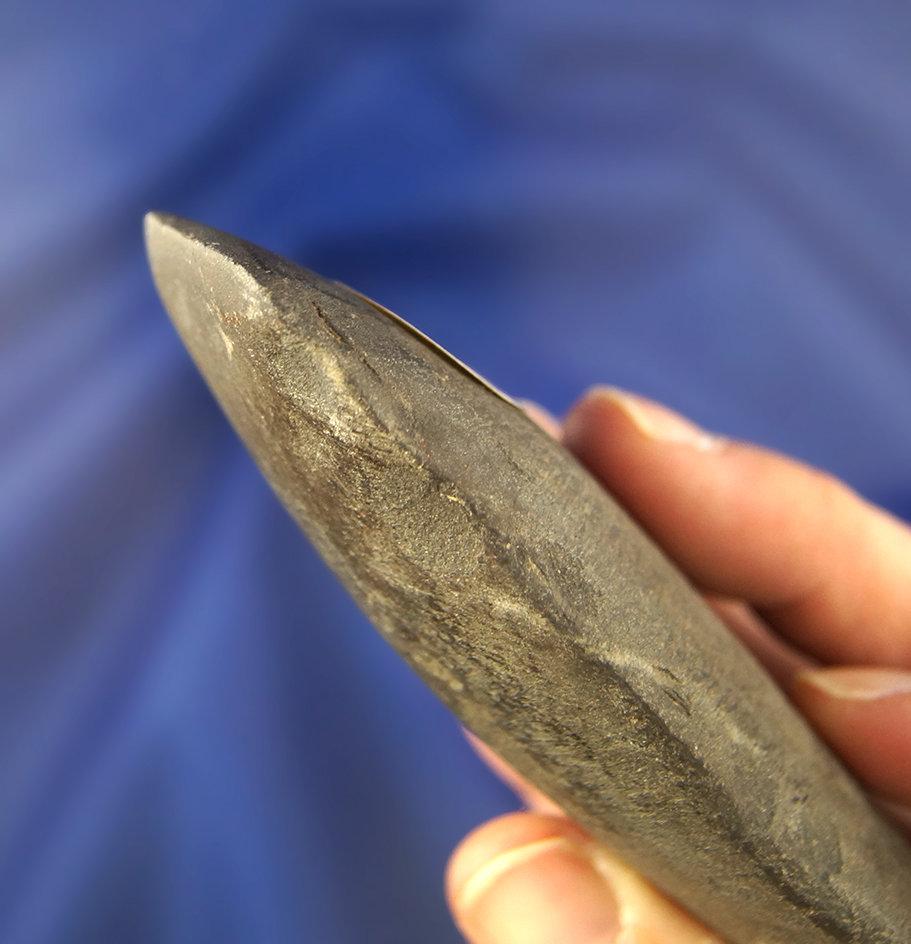 4 7/8" Celt made from Slate with a polished bit found near Troy, Ohio.