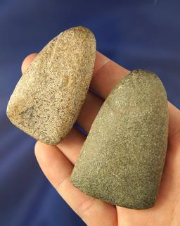 Pair of miniature Hardstone Celts found in Darke Co., Ohio, largest is 2 1/2".