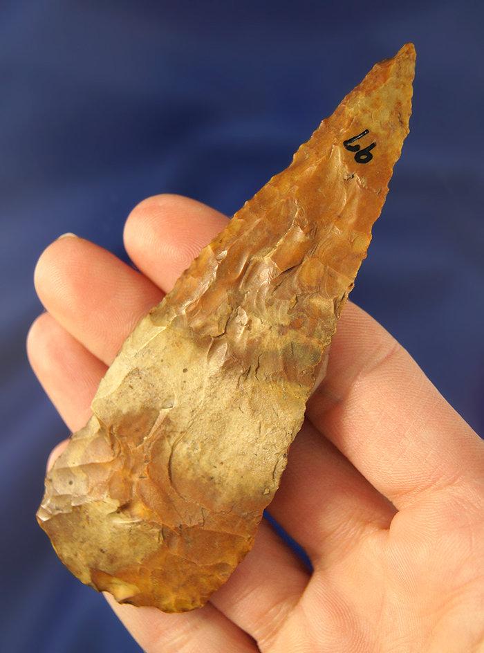 4 1/8" Carter Cave Flint Knife found by Albert A. Elchert in Licking Co., Ohio. Ex. Vietzen