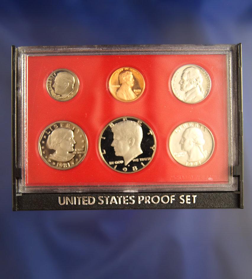 1981 Proof Set in Original Box Susan B Anthony Dollar and Washington Quarter are Type II