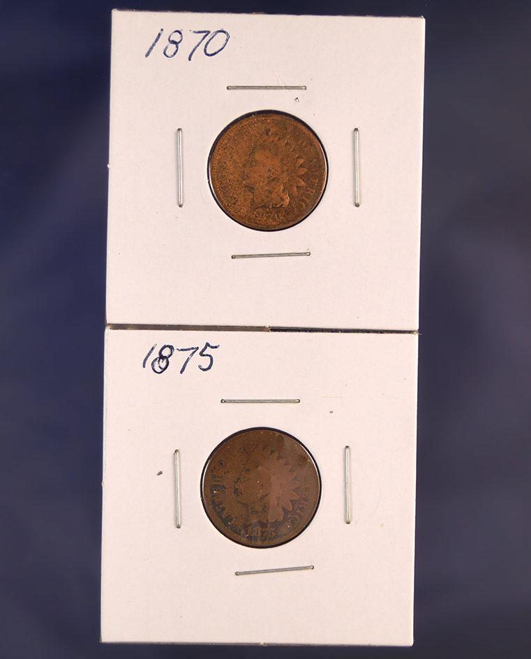 1870 and 1875 Indian Cents G Details