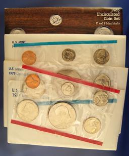1977, 1979, 1981 and 1985 Mint Sets in Original Envelopes