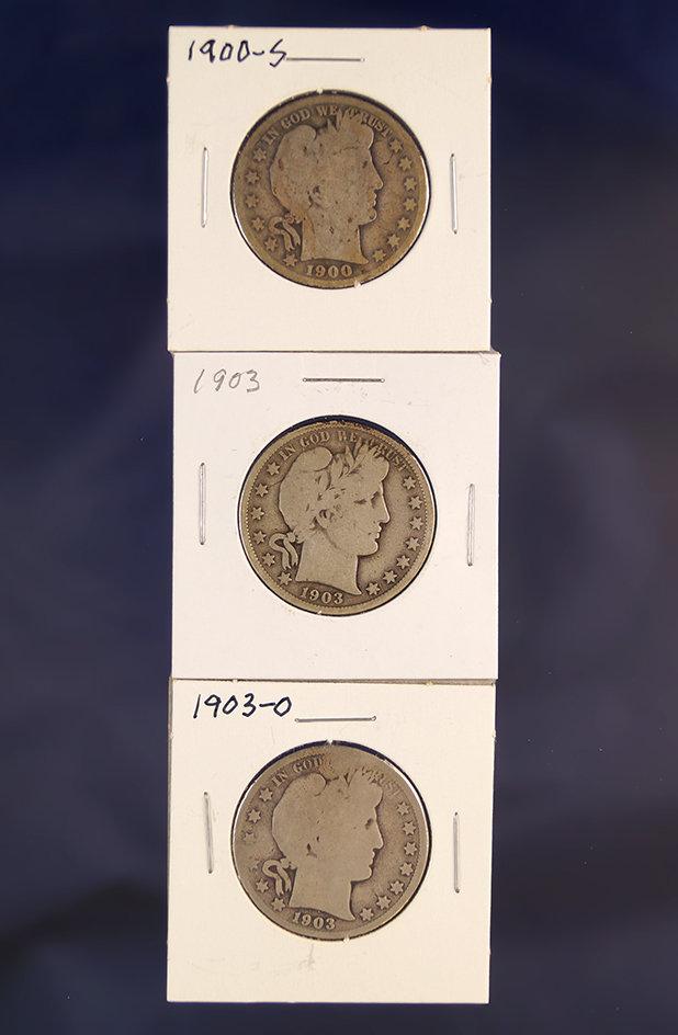 1900-S, 1903 and 1903-O Barber Half Dollars AG-G+