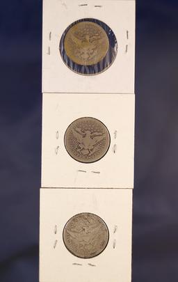 1904-O, 1905-O and 1916-D Barber Quarters AG-VG+