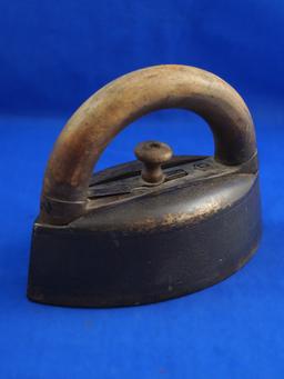 Sad iron, detachable wooden handle, "0", Ht 5", 6 7/8" long