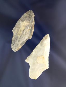 Pair of nicely styled Dickson points, largest is 2 1/8" found in Benton County Missouri.