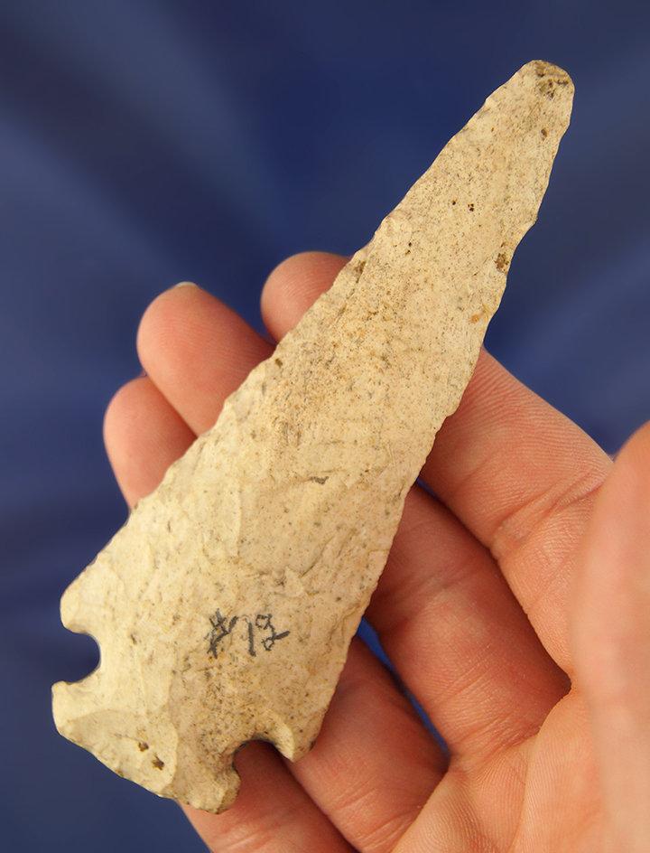 4" Heavily patinated Cornernotch Knife found in Ohio.