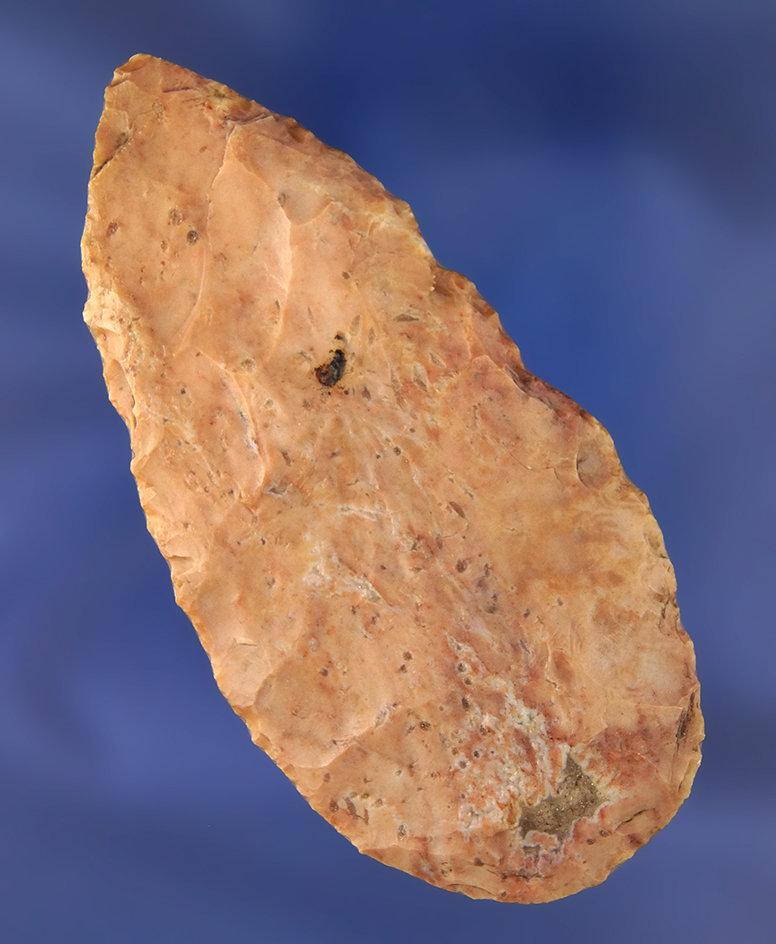 3 3/8" Adena Blade made from Pink Flint Ridge Flint and found in Ohio. Ex-B.B. Thomas.