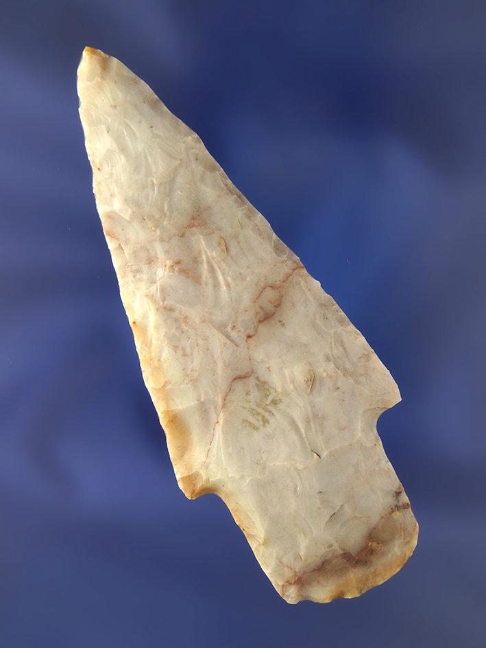 3 7/8" Adnea made from Purple, Blue and Gold Flint Ridge Flint. Found in Ohio.