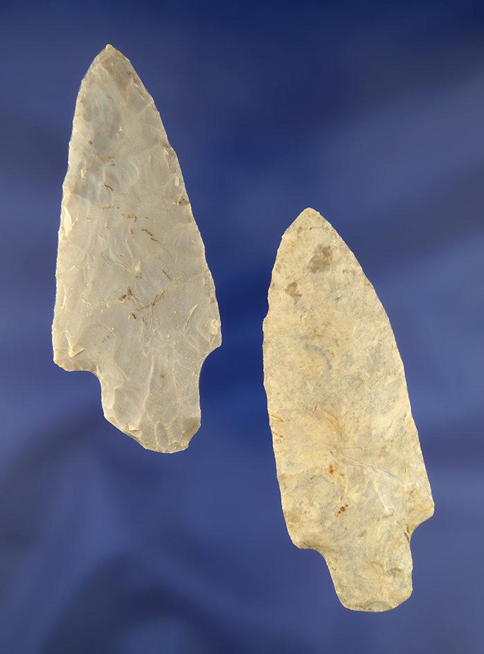 Pair of 2 Adena Points from the frame of Norm Archer Adenas, pictured. Largest is 3 15/16".