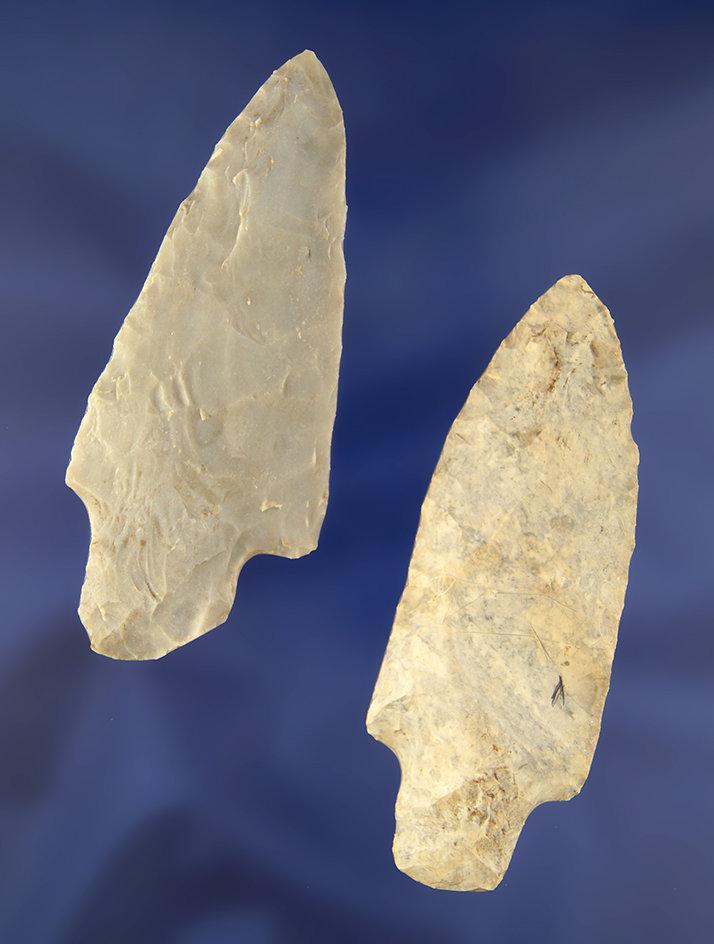 Pair of 2 Adena Points from the frame of Norm Archer Adenas, pictured. Largest is 3 15/16".