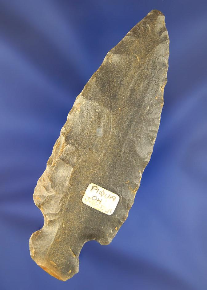 4 3/16" Hornstone Stemmed Knife found near Piqua, Ohio.