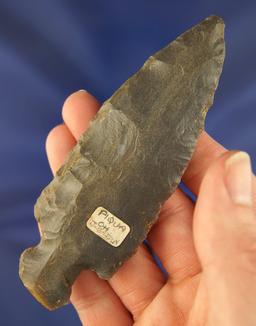 4 3/16" Hornstone Stemmed Knife found near Piqua, Ohio.